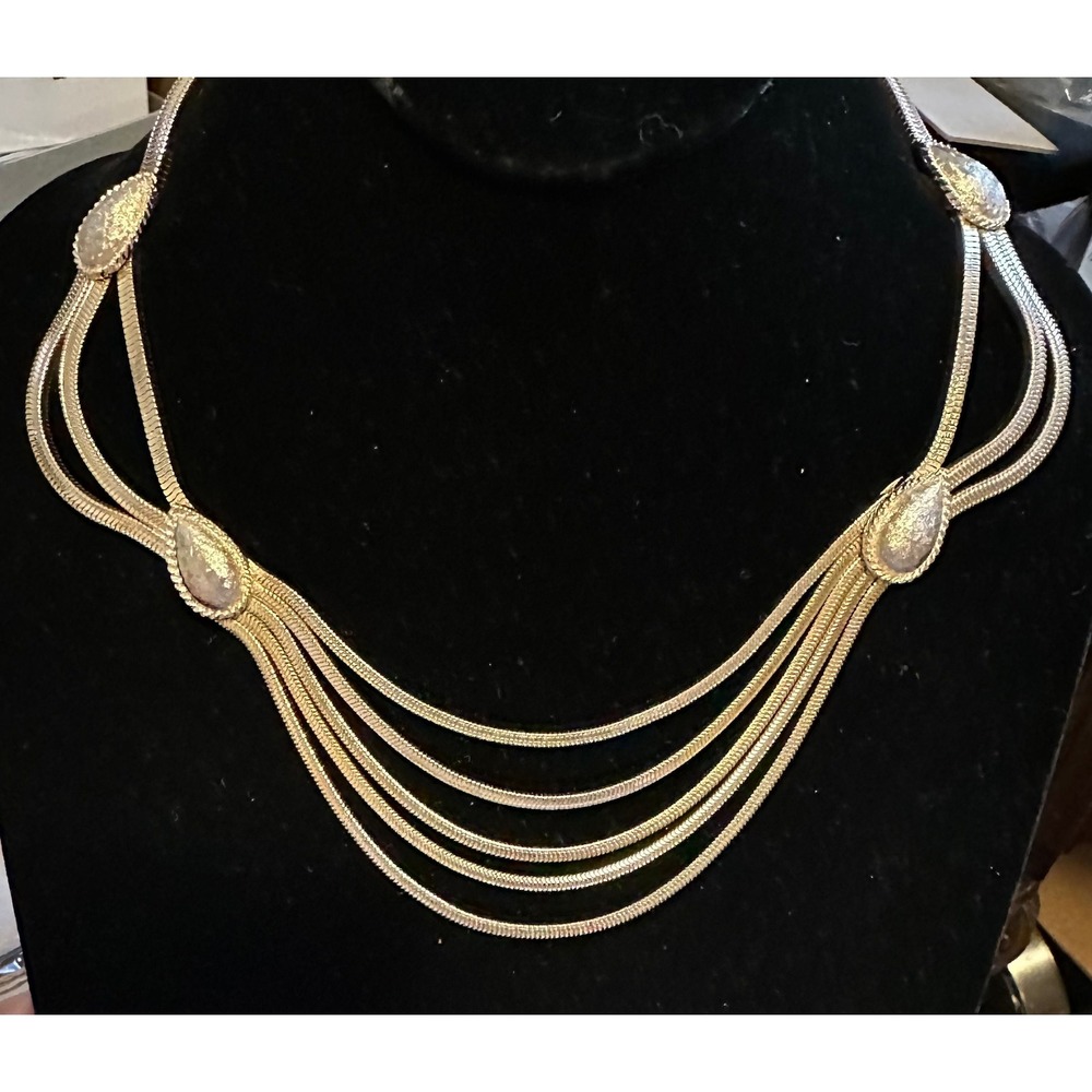 Vintage Francois Gold Tone Necklace & Earrings Set